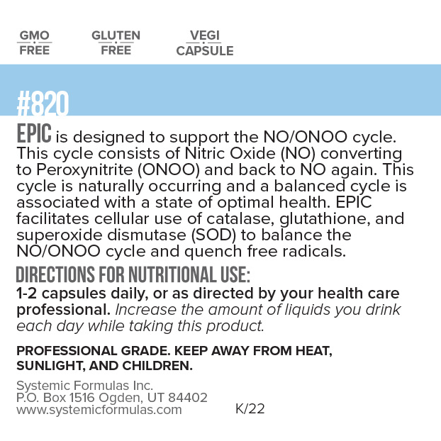 Systemic Formulas EPIC – Metabolic NO-ONOO Micro-Antioxidant