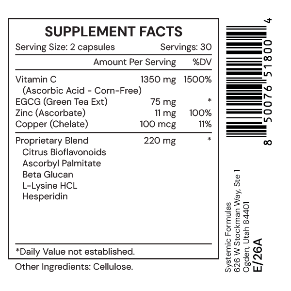Systemic Formulas CZI – Vitamin C, Zinc, Immune Support