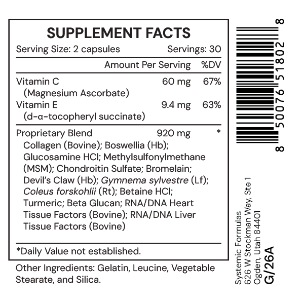 Systemic Formulas JOT – Joint, Disc, Cartilage Support