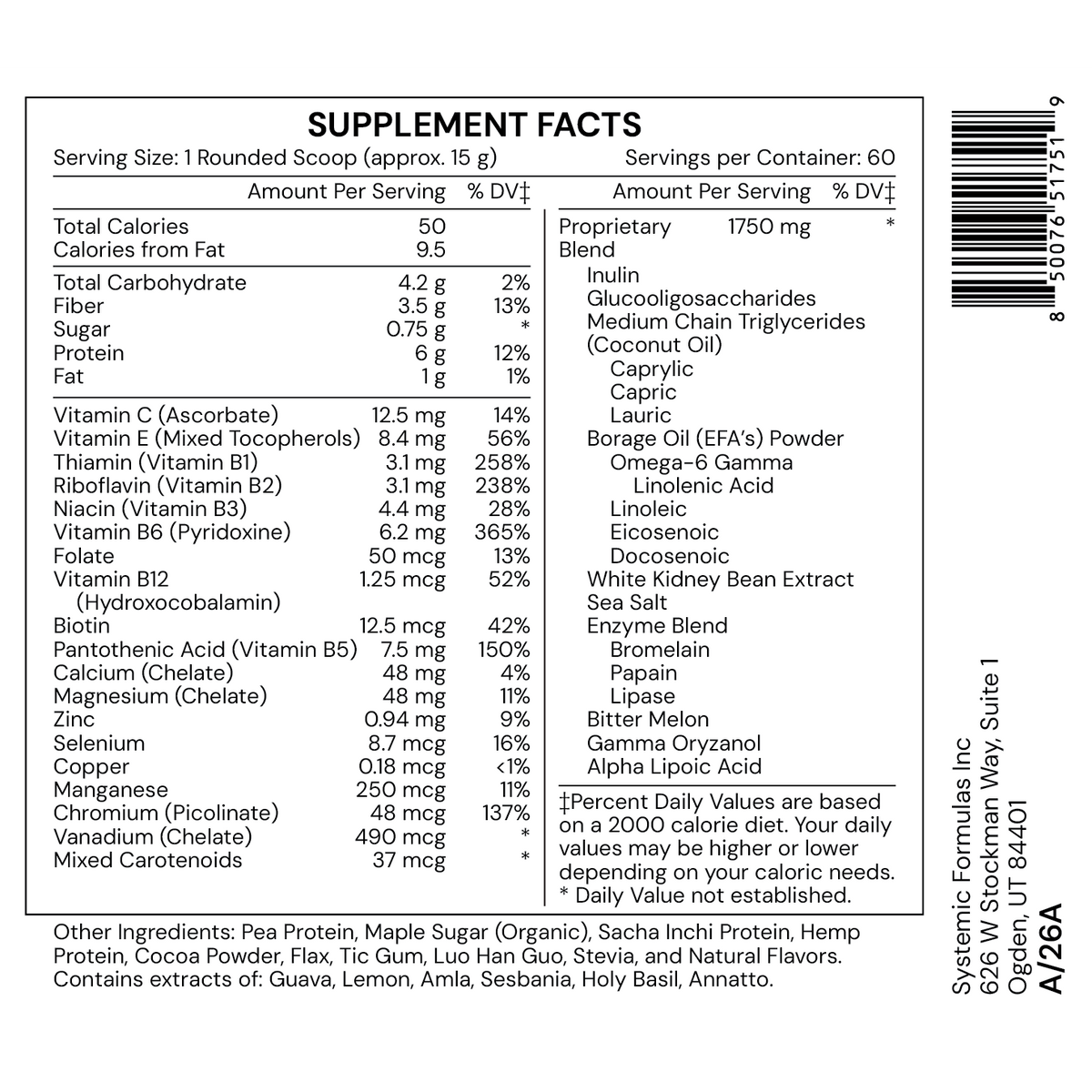 Systemic Formulas Metabo-Shake Chocolate